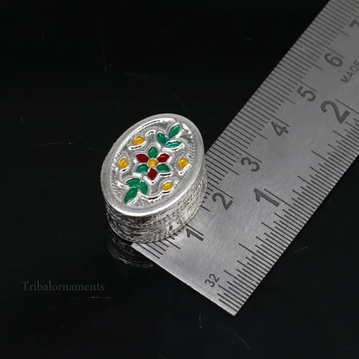 TRIBAL ORNAMENTS Rings 925 sterling silver trinket box kajal boxcasket box bridal oval shape box collection container box eyeliner box gifting art stb166