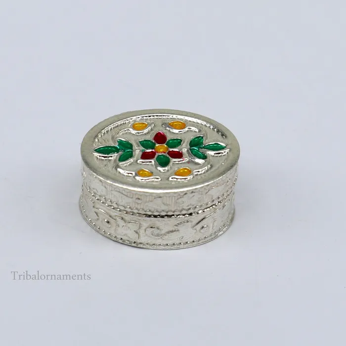 TRIBAL ORNAMENTS Rings 925 sterling silver trinket box kajal boxcasket box bridal oval shape box collection container box eyeliner box gifting art stb166