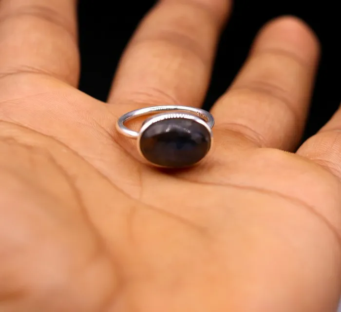TRIBAL ORNAMENTS Rings Excellent blue fire labradorite stone 925 solid silver ring unisex band sr152 TRIBAL ORNAMENTS Rings Excellent blue fire labradorite stone 925 solid silver ring unisex band sr152