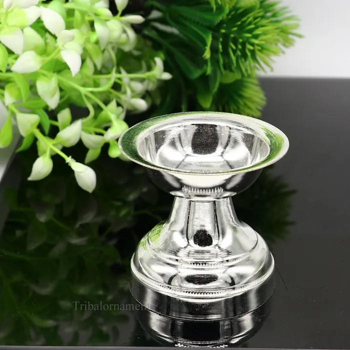 TRIBAL ORNAMENTS Rings solid sterling silver handmade elegant oil lamp silver home temple utensils silver diya deepak silver utensil silver puja article su403