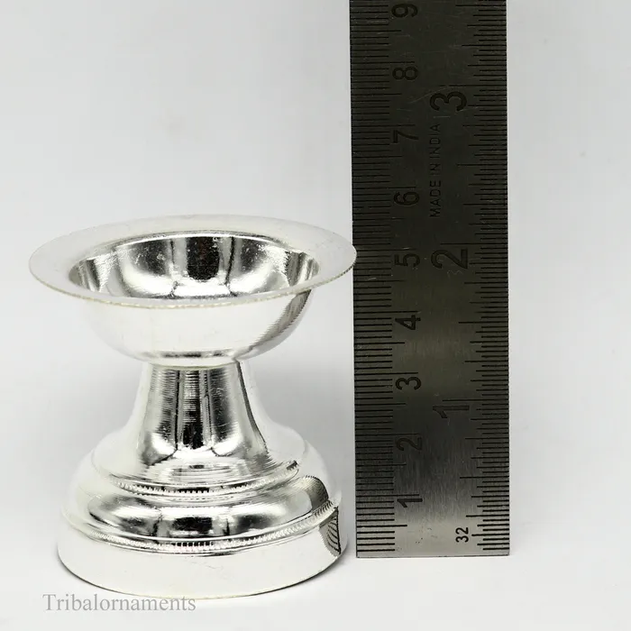 TRIBAL ORNAMENTS Rings solid sterling silver handmade elegant oil lamp silver home temple utensils silver diya deepak silver utensil silver puja article su403