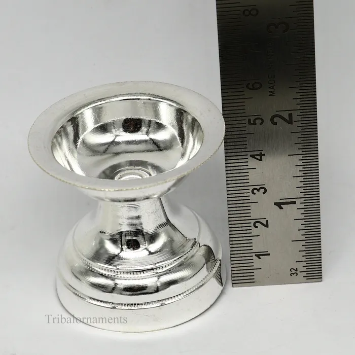 TRIBAL ORNAMENTS Rings solid sterling silver handmade elegant oil lamp silver home temple utensils silver diya deepak silver utensil silver puja article su403