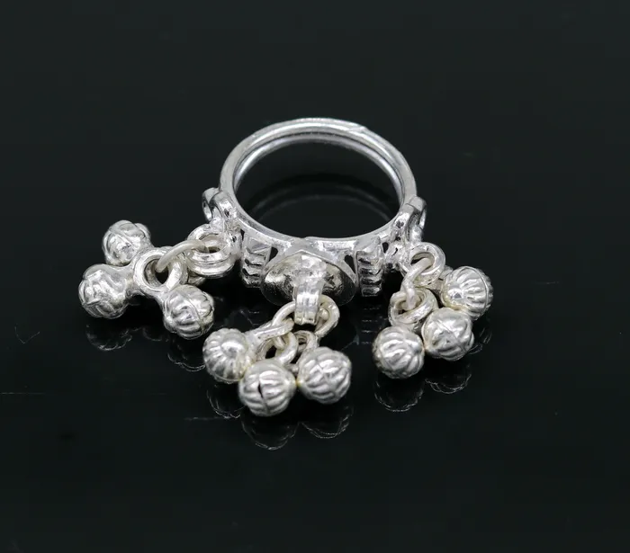 TRIBAL ORNAMENTS Rings Sterling silver handmade charm ring excellent customized noisy bells drops personalized bridesmaid girls womens jewelry sr258 TRIBAL ORNAMENTS Rings Sterling silver handmade charm ring excellent customized noisy bells drops personalized bridesmaid girls womens jewelry sr258