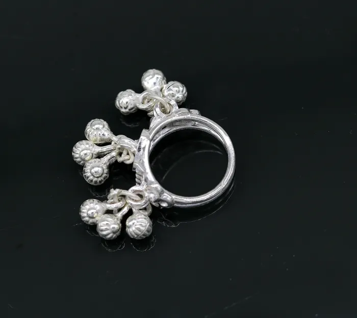 TRIBAL ORNAMENTS Rings Sterling silver handmade charm ring excellent customized noisy bells drops personalized bridesmaid girls womens jewelry sr258