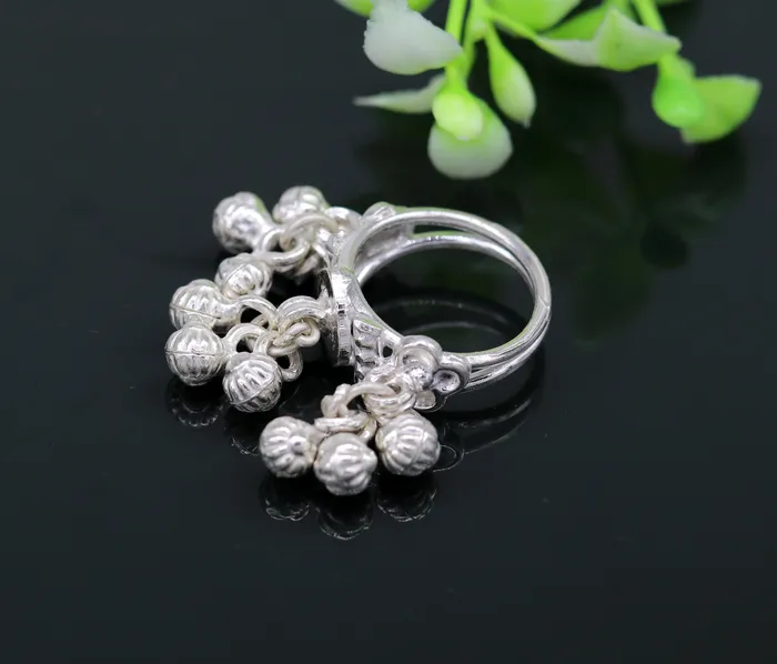 TRIBAL ORNAMENTS Rings Sterling silver handmade charm ring excellent customized noisy bells drops personalized bridesmaid girls womens jewelry sr258