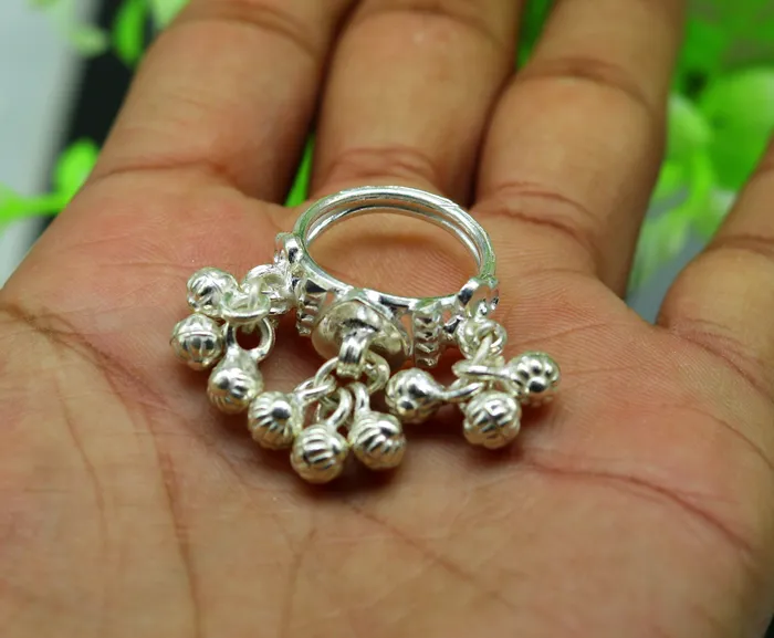 TRIBAL ORNAMENTS Rings Sterling silver handmade charm ring excellent customized noisy bells drops personalized bridesmaid girls womens jewelry sr258