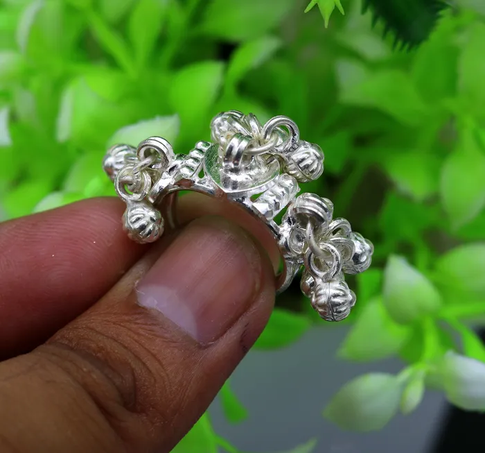 TRIBAL ORNAMENTS Rings Sterling silver handmade charm ring excellent customized noisy bells drops personalized bridesmaid girls womens jewelry sr258