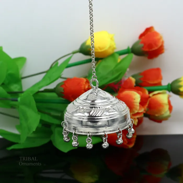 TRIBAL ORNAMENTS Solid Silver chattar or chhatra silver umbrella god temple art Gorgeous hand craved Solid silver temple article temple utensils su628 Rings