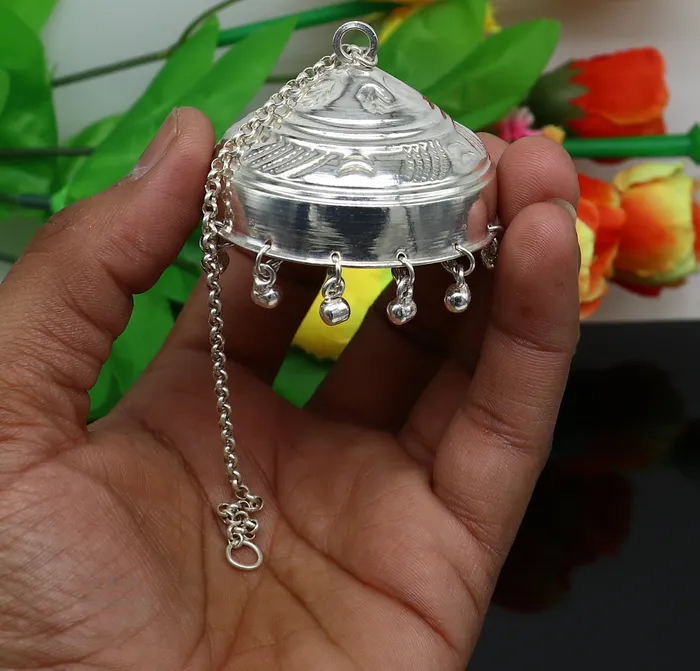 TRIBAL ORNAMENTS Solid Silver chattar or chhatra silver umbrella god temple art Gorgeous hand craved Solid silver temple article temple utensils su628 Rings