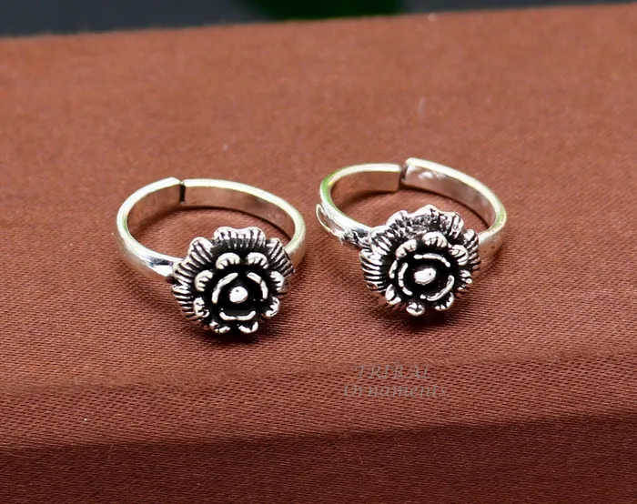 TribalOrnaments Rings 925 sterling silver handmade fabulous flower design toe ring band tribal belly dance vintage style ethnic brides jewelry ytr32 TribalOrnaments Rings 925 sterling silver handmade fabulous flower design toe ring band tribal belly dance vintage style ethnic brides jewelry ytr32
