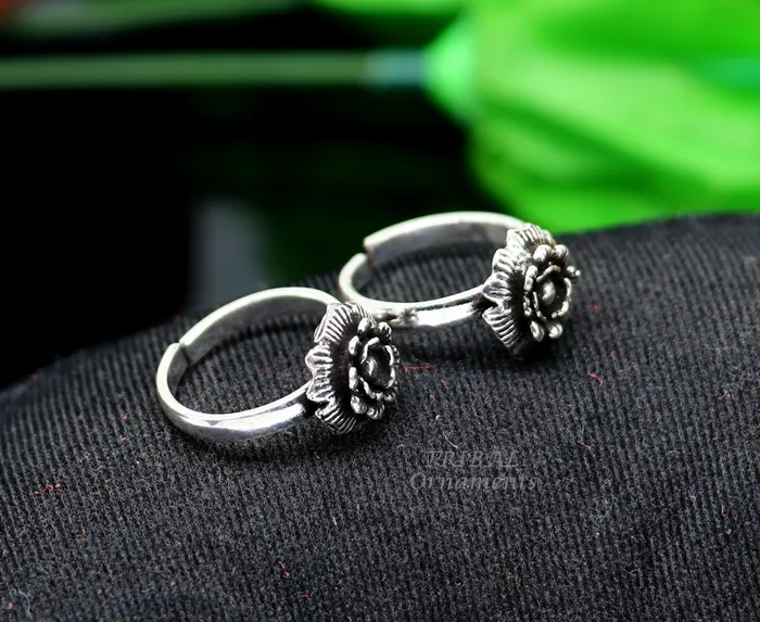 TribalOrnaments Rings 925 sterling silver handmade fabulous flower design toe ring band tribal belly dance vintage style ethnic brides jewelry ytr32