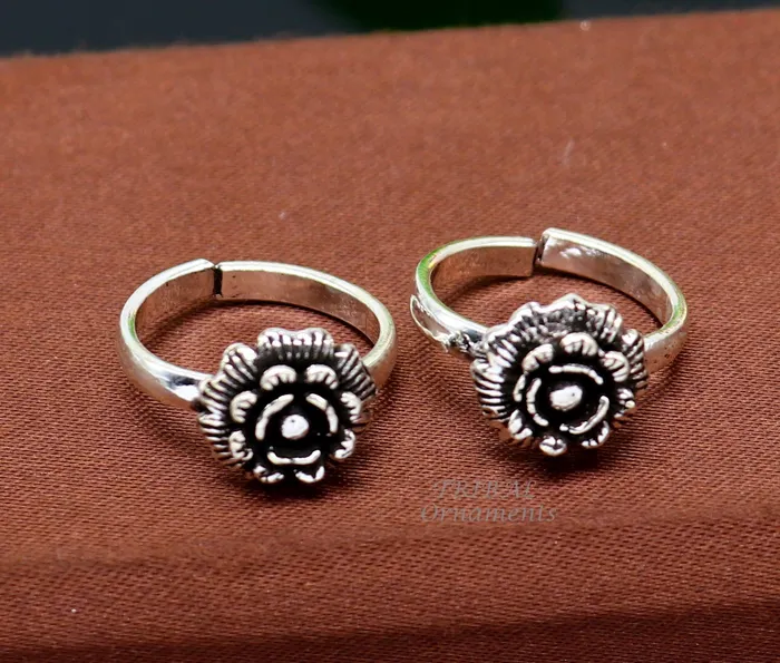 TribalOrnaments Rings 925 sterling silver handmade fabulous flower design toe ring band tribal belly dance vintage style ethnic brides jewelry ytr32