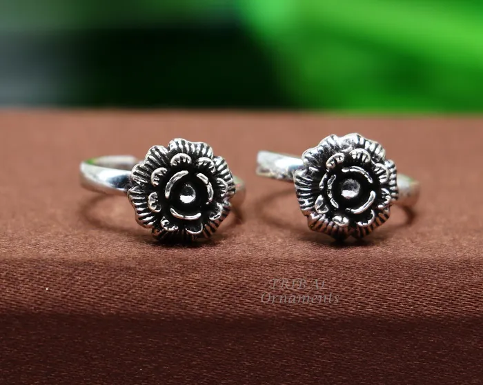 TribalOrnaments Rings 925 sterling silver handmade fabulous flower design toe ring band tribal belly dance vintage style ethnic brides jewelry ytr32