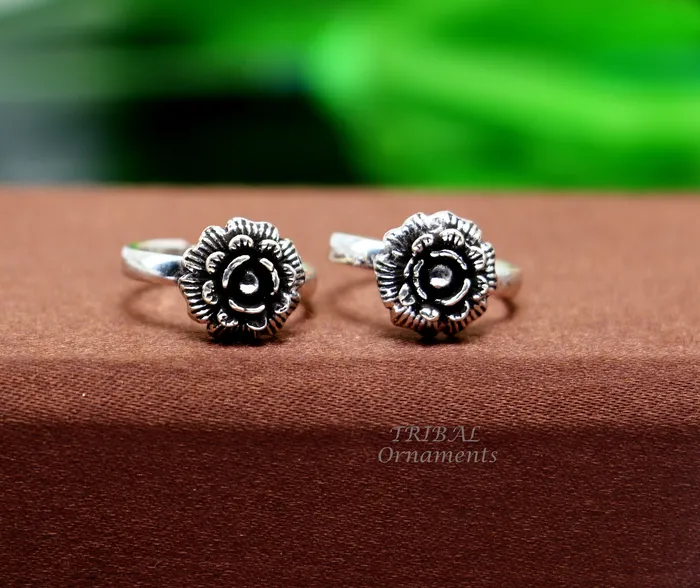 TribalOrnaments Rings 925 sterling silver handmade fabulous flower design toe ring band tribal belly dance vintage style ethnic brides jewelry ytr32