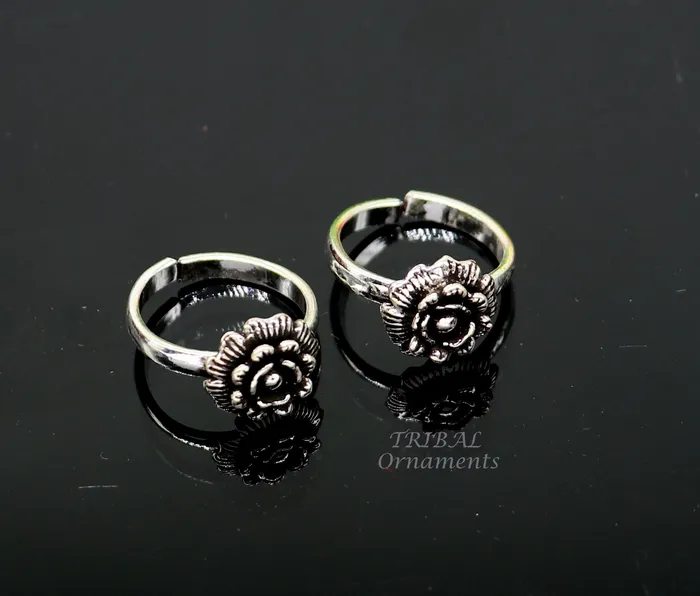 TribalOrnaments Rings 925 sterling silver handmade fabulous flower design toe ring band tribal belly dance vintage style ethnic brides jewelry ytr32