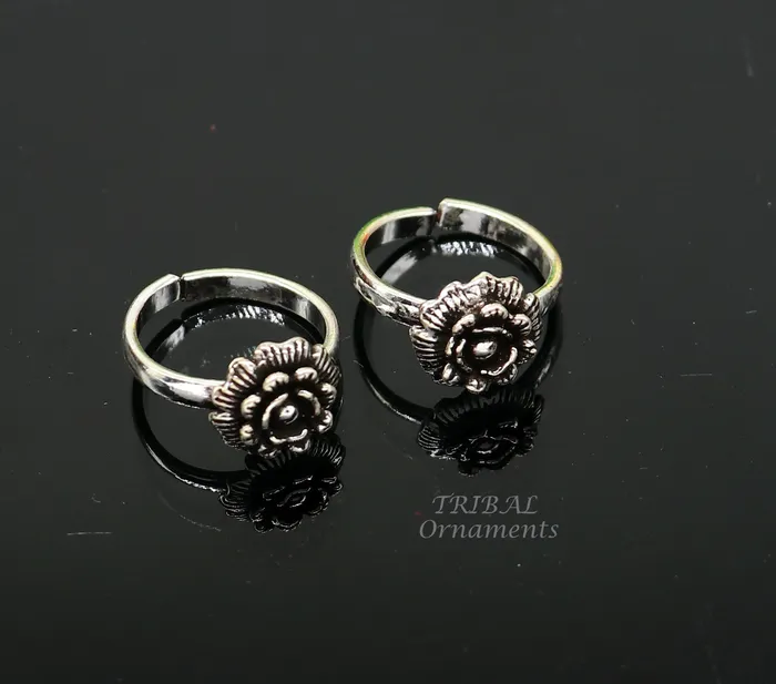 TribalOrnaments Rings 925 sterling silver handmade fabulous flower design toe ring band tribal belly dance vintage style ethnic brides jewelry ytr32