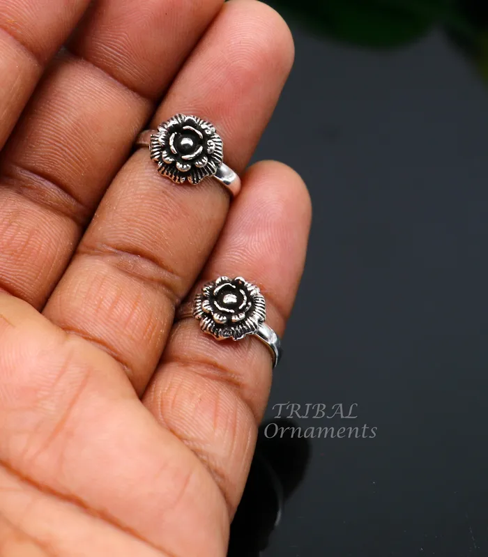 TribalOrnaments Rings 925 sterling silver handmade fabulous flower design toe ring band tribal belly dance vintage style ethnic brides jewelry ytr32