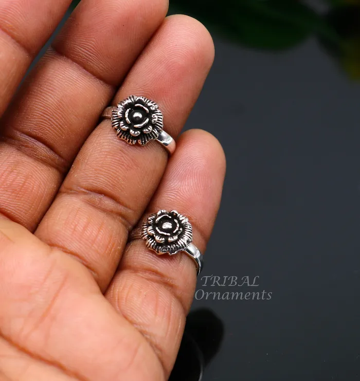 TribalOrnaments Rings 925 sterling silver handmade fabulous flower design toe ring band tribal belly dance vintage style ethnic brides jewelry ytr32