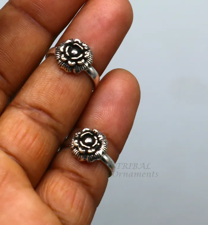 TribalOrnaments Rings 925 sterling silver handmade fabulous flower design toe ring band tribal belly dance vintage style ethnic brides jewelry ytr32