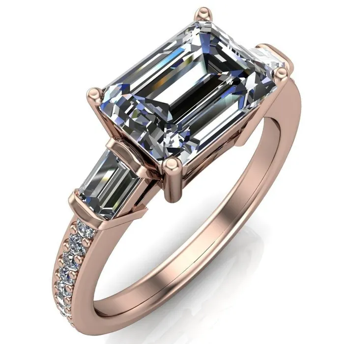 Tristan Emerald Center Stone 3 Stone 4 Prong Engagement Ring Fire Brilliance Rings Tristan Emerald Center Stone 3 Stone 4 Prong Engagement Ring Fire Brilliance Rings