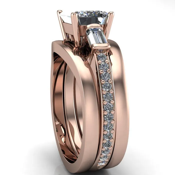 Tristan Emerald Center Stone 3 Stone 4 Prong Engagement Ring Fire Brilliance Rings
