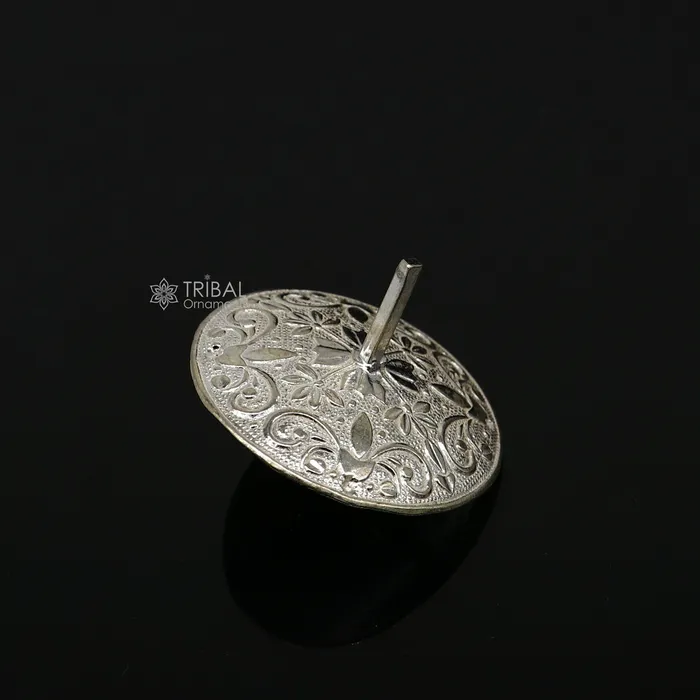 Unique Silver toy 925 sterling silver handmade Firki or Lattu toy best silver toy for your baby Krishna idols best silver article su1158 TRIBAL ORNAMENTS Necklaces