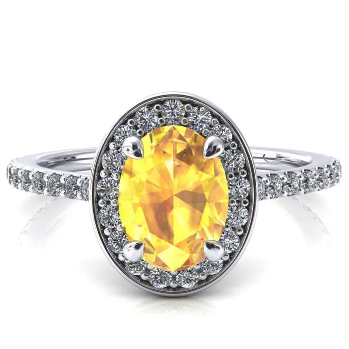 Valma Oval Yellow Sapphire Floating Diamond Halo and Sides Ring Fire Brilliance Rings Valma Oval Yellow Sapphire Floating Diamond Halo and Sides Ring Fire Brilliance Rings