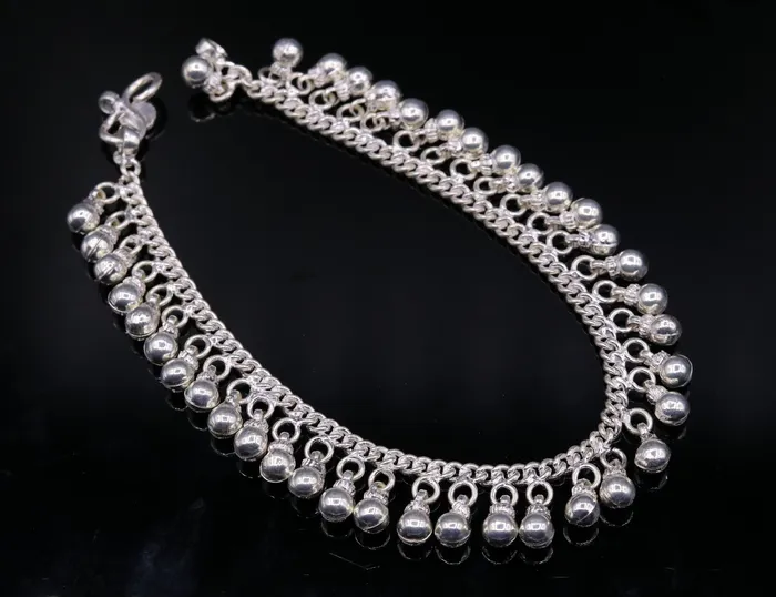Vintage antique style sterling silver handmade solid chain ankle bracelet with amazing noisy jingle bells belly genuine jewelry ank12 TRIBAL ORNAMENTS Bracelets Vintage antique style sterling silver handmade solid chain ankle bracelet with amazing noisy jingle bells belly genuine jewelry ank12 TRIBAL ORNAMENTS Bracelets
