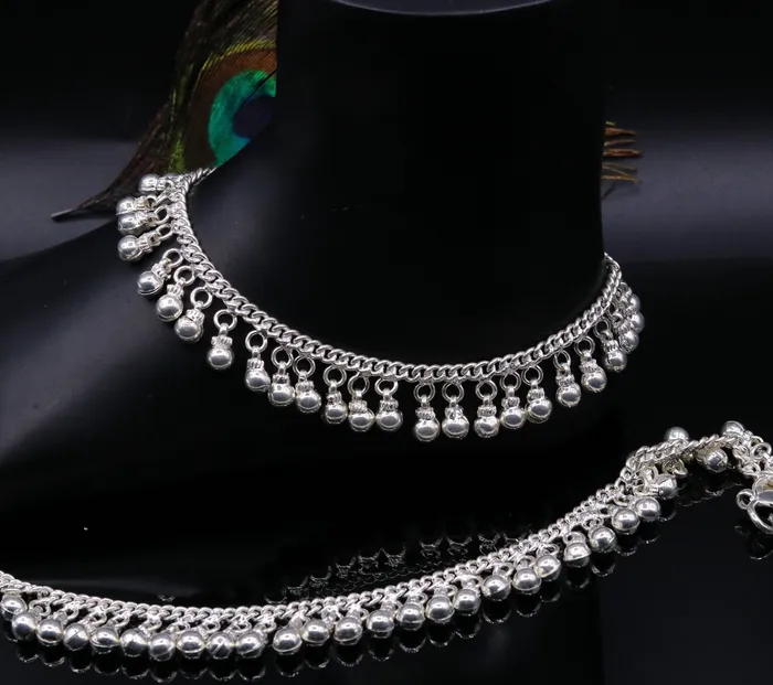 Vintage antique style sterling silver handmade solid chain ankle bracelet with amazing noisy jingle bells belly genuine jewelry ank12 TRIBAL ORNAMENTS Bracelets Vintage antique style sterling silver handmade solid chain ankle bracelet with amazing noisy jingle bells belly genuine jewelry ank12 TRIBAL ORNAMENTS Bracelets