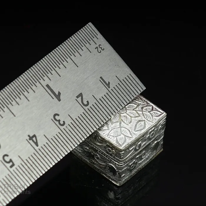 vintage style small bridal queen sterling silver trinket box or eyes kajal box container box small jewelry box bridal art gifting stb129 TRIBAL ORNAMENTS Earrings