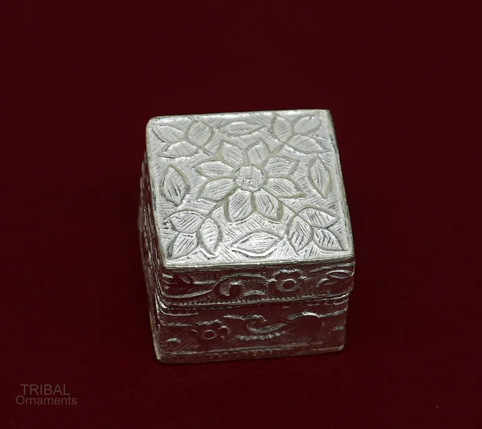 vintage style small bridal queen sterling silver trinket box or eyes kajal box container box small jewelry box bridal art gifting stb129 TRIBAL ORNAMENTS Earrings