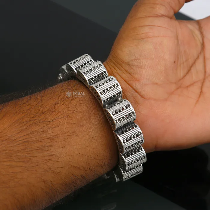 Vintage trendy style 925 sterling silver handmade unique tribal cultural bangle bracelet kada wedding tribal Navaratri dance jewelry nsk751 TRIBAL ORNAMENTS Bracelets