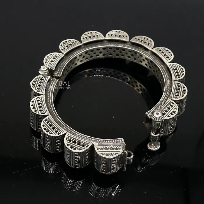 Vintage trendy style 925 sterling silver handmade unique tribal cultural bangle bracelet kada wedding tribal Navaratri dance jewelry nsk751 TRIBAL ORNAMENTS Bracelets