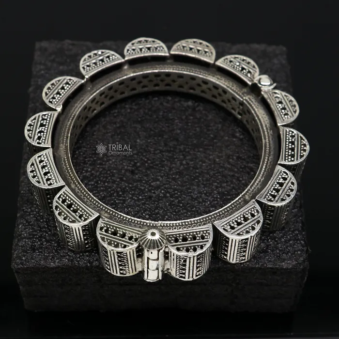Vintage trendy style 925 sterling silver handmade unique tribal cultural bangle bracelet kada wedding tribal Navaratri dance jewelry nsk751 TRIBAL ORNAMENTS Bracelets