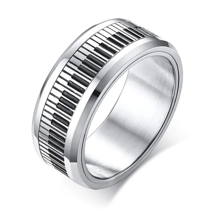VNOX official store Rings Fidget Spinner Piano Fashion Ring