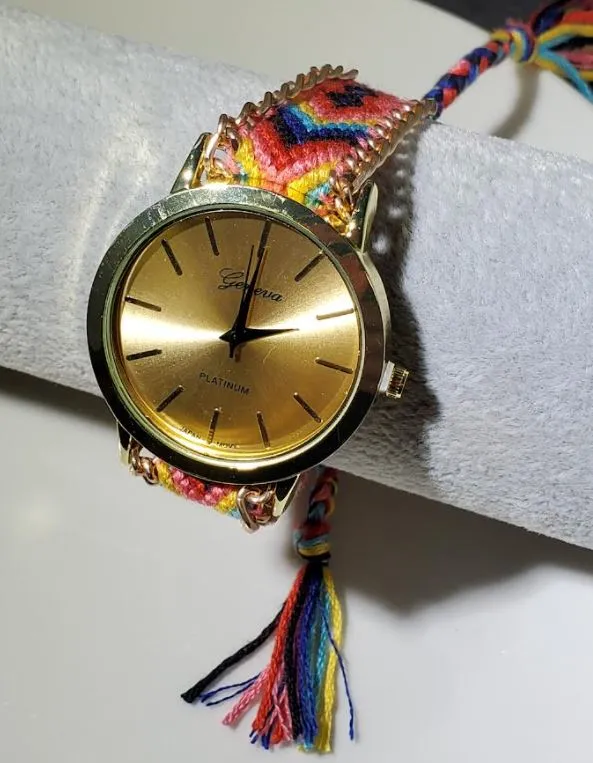 W581 Multi Color Knitted Pull Cord Quartz Watch POLLY Watches