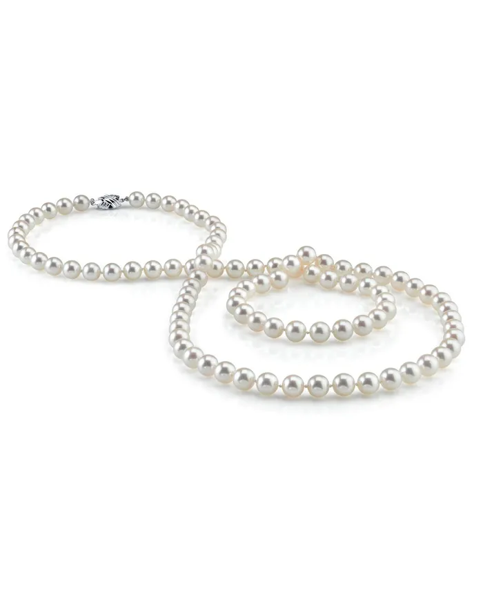 White Japanese Akoya Opera Length Pearl Necklace 8085mm spt Necklaces