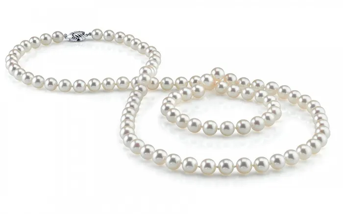 White Japanese Akoya Opera Length Pearl Necklace 8085mm spt Necklaces