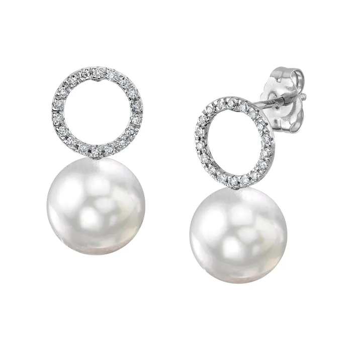 White South Sea Pearl Diamond Maya Earrings spt Earrings